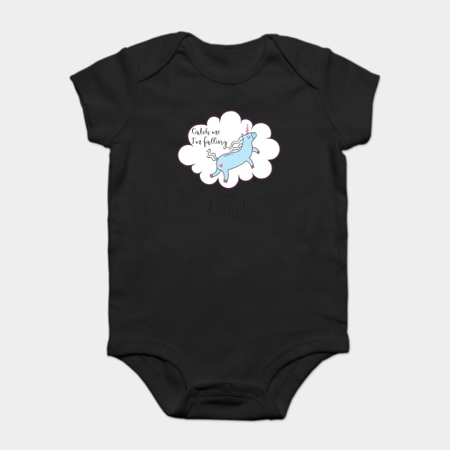 Catch me I'm falling in Love! Unicorn Baby Bodysuit by creative